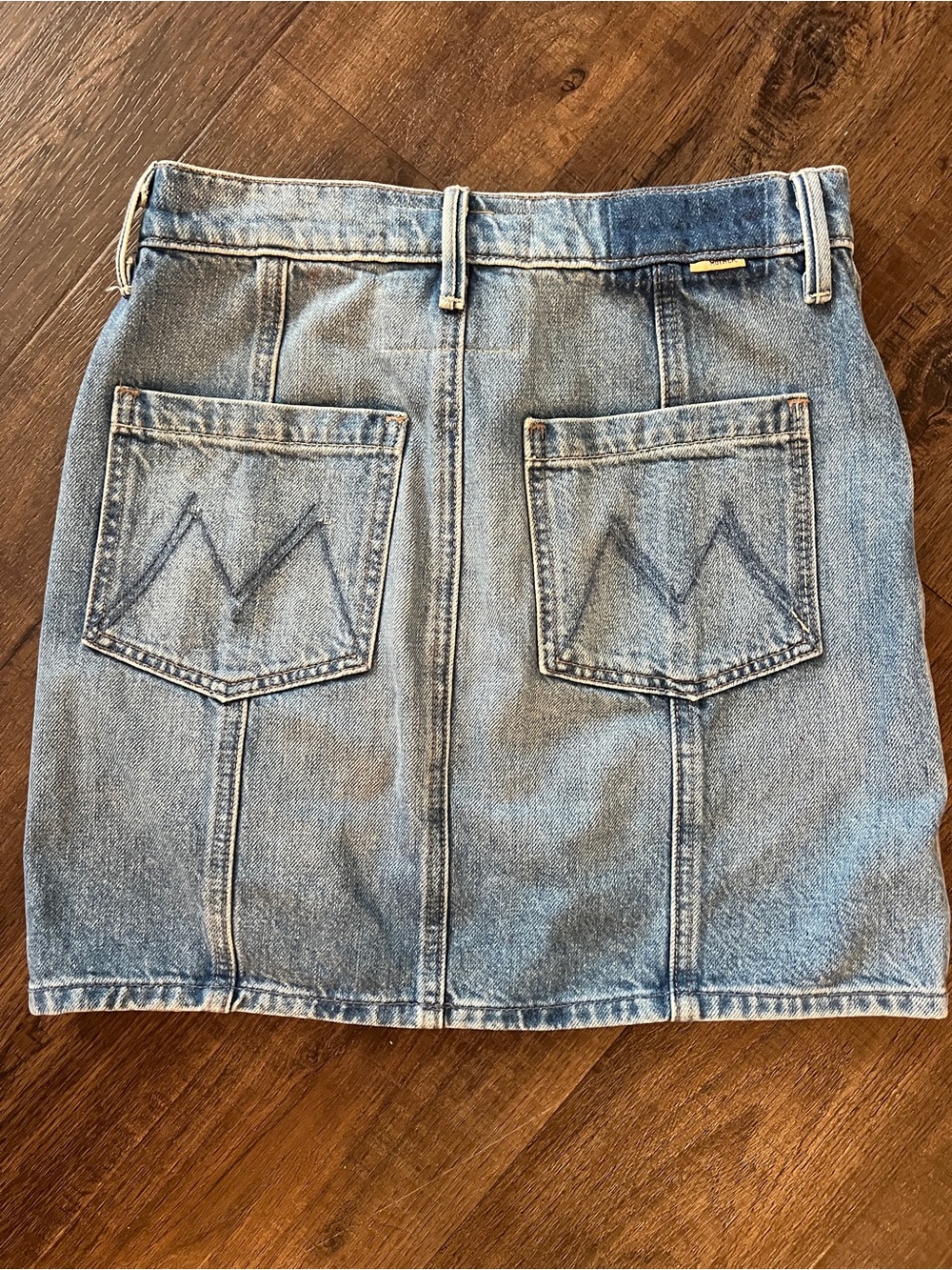 Mother The Lineup Swooner Mini Skirt Love Line Denim Size 25 designer denim